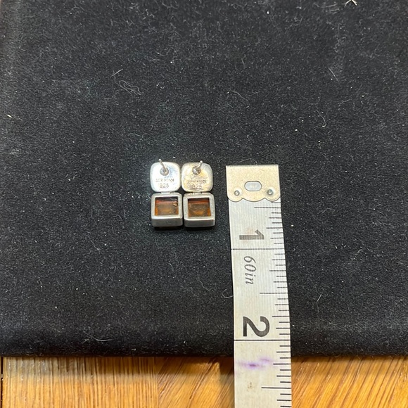 Vintage Lori Bonn Sterling Silver Amber Earrings - Picture 2 of 2